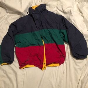 Vintage Nautica Reversible coat tricolor/yellow